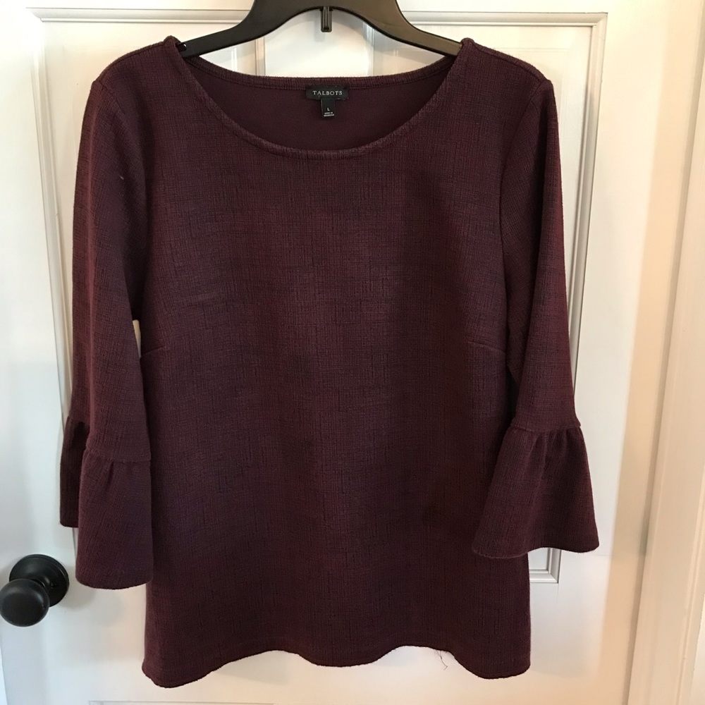 Talbots Maroon Bell Sleeve Top